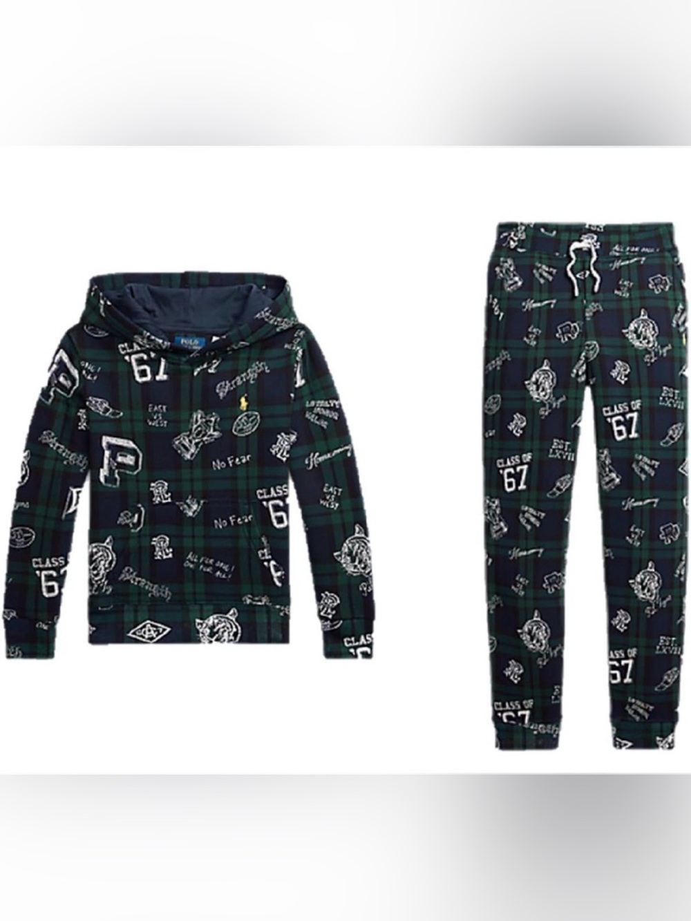 Polo by Ralph Lauren Kids "no fear" Green Plaid  2-Piece Set 4T